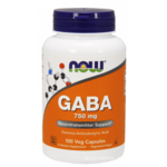 NOW GABA, ГАБА Гамма-Аминомасляная Кислота (ГАМК) 750 мг - 100 капсул - ,БАД